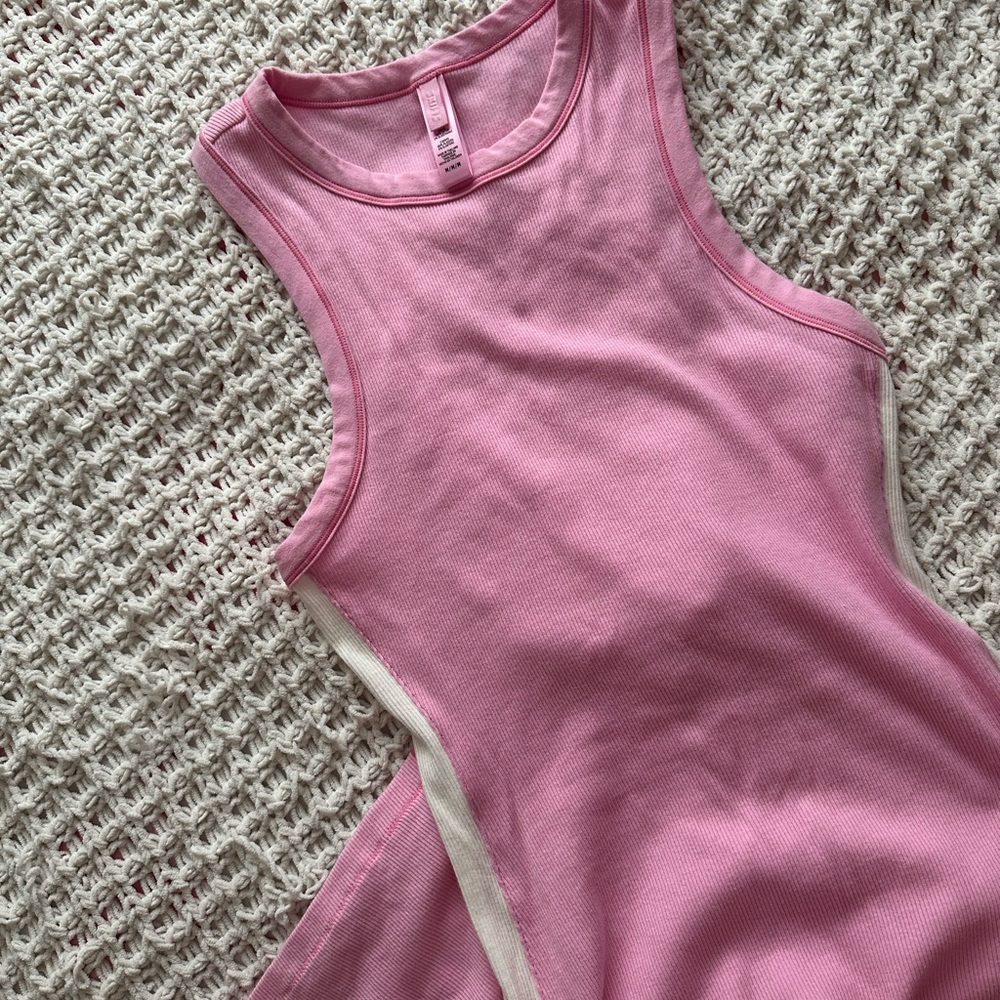 SKIMS Pink and Cream Sleeveless Dress